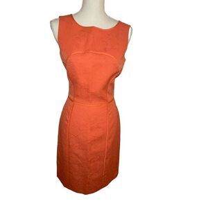 NWT $129 Tahari Sleeveless Floral Print Sheath Dress Orange Size 4